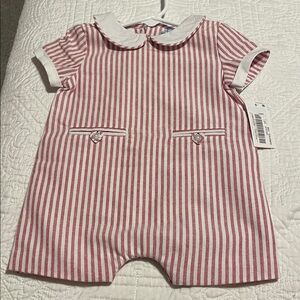 NWT Edgehill Collection Red and White Striped romper with Peter Pan collar